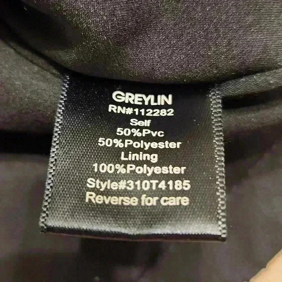 Greylin Lace Crochet Faux Leather Floral Peplum Top - Picture 7 of 10